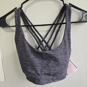 Victoria's Secret Women's Heather Gray/purple Strappy Sports Bra